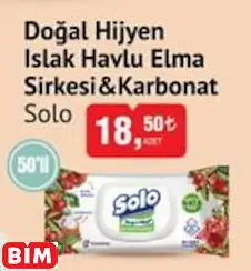 SOLO DOĞAL HİJYEN ISLAK HAVLU ELMA SİRKESİ&KARBONAT